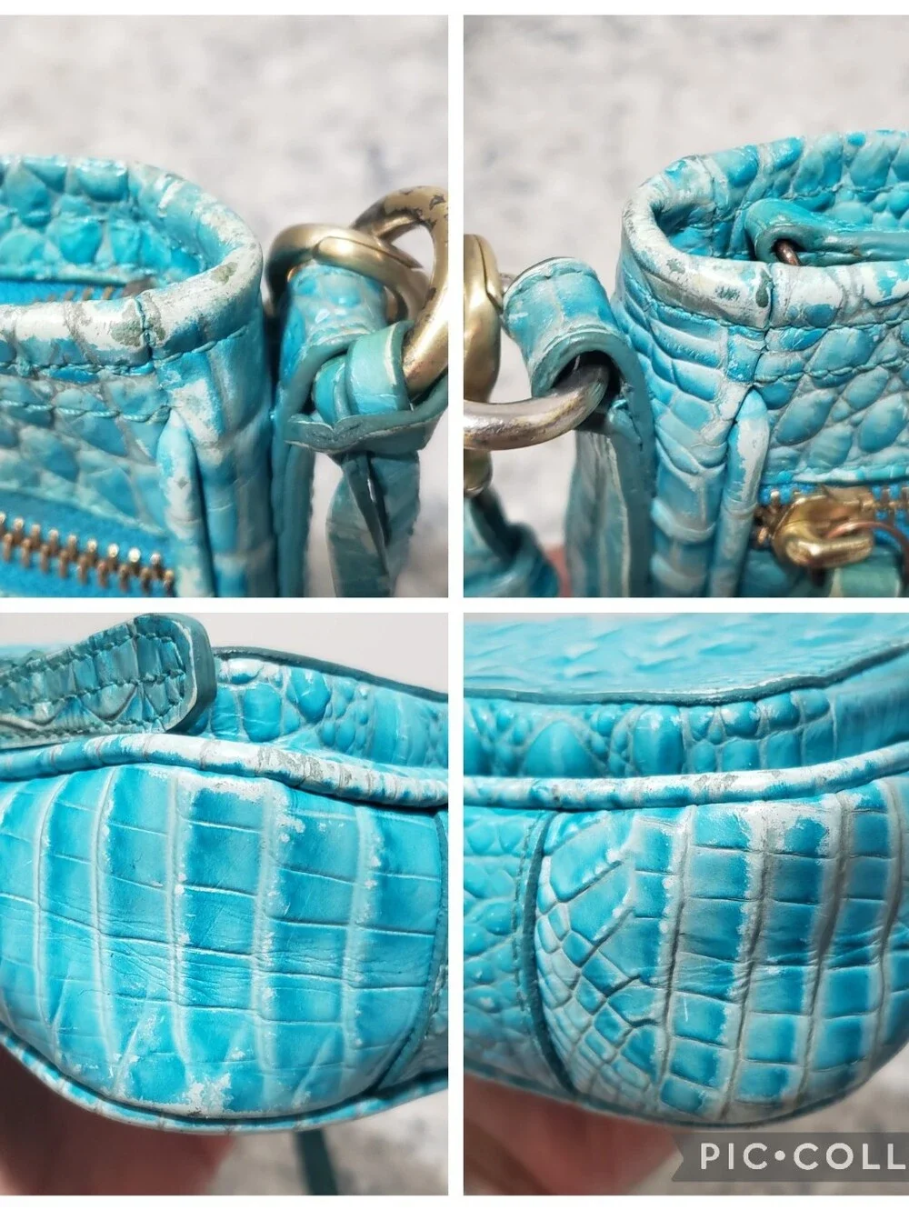 Brahmin Cleo Capri Turquoise Blue Leather Crossbody Bag